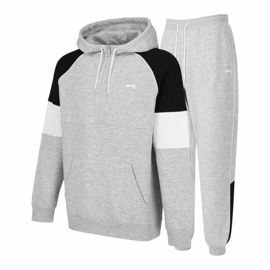 Мъжки спортни екипи в две части Slazenger Мъжки Спортен Екип Quarter Zip Tracksuit Mens Сив марл/черен Slazenger Мъжки Спортен Екип Quarter Zip Tracksuit Mens Сив марл/черен Мъжки спортни екипи в две части
