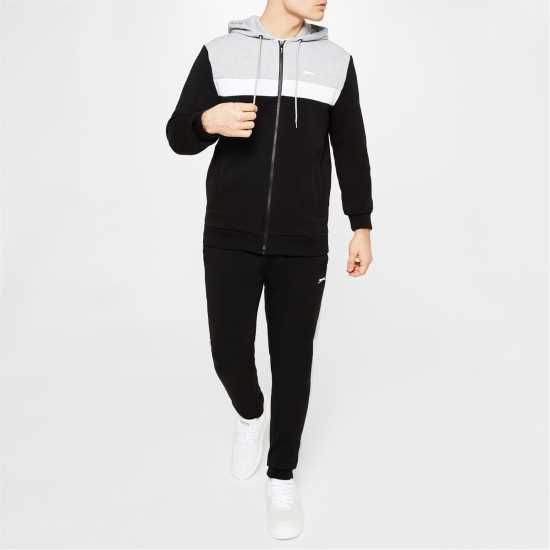 Slazenger Мъжки Спортен Екип Zip Tracksuit Mens Черно/Сиво 