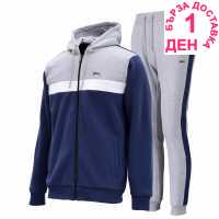 Slazenger Full Zip Tracksuit Grey Marl/Navy Мъжки спортни екипи в две части