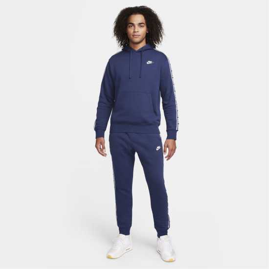 Nike Полар Мъже Club Fleece Mens Graphic Hooded Tracksuit Морско синьо/Бяло Мъжки спортни екипи в две части