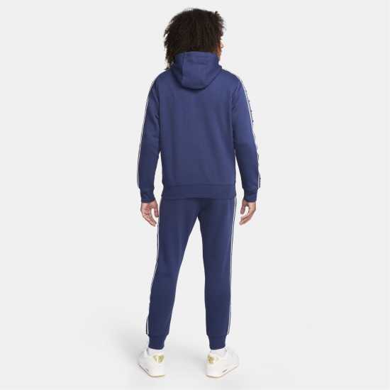 Nike Полар Мъже Club Fleece Mens Graphic Hooded Tracksuit Морско синьо/Бяло Мъжки спортни екипи в две части