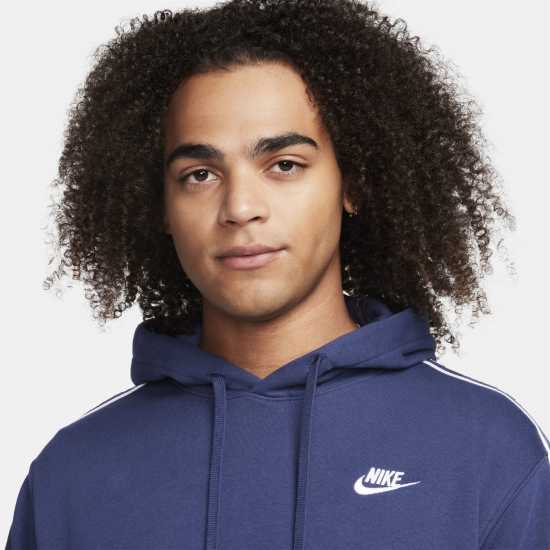 Nike Полар Мъже Club Fleece Mens Graphic Hooded Tracksuit Морско синьо/Бяло Мъжки спортни екипи в две части