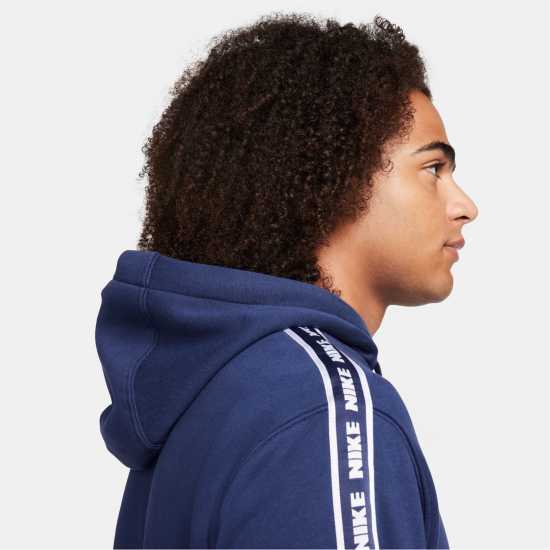 Nike Полар Мъже Club Fleece Mens Graphic Hooded Tracksuit Морско синьо/Бяло Мъжки спортни екипи в две части