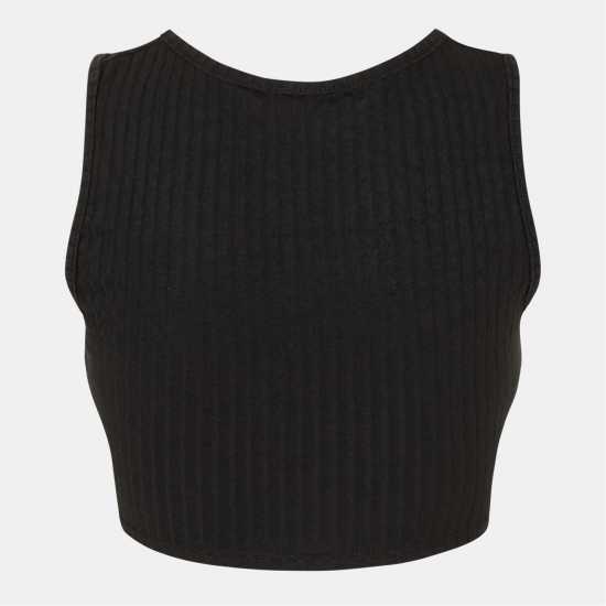 & Match Ribbed Cropped Vest Top Черно Дамски тениски и фланелки