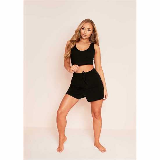 & Match Ribbed Cropped Vest Top Черно Дамски тениски и фланелки