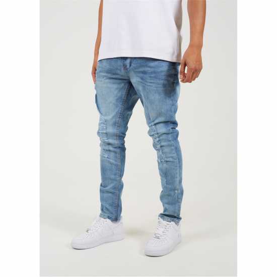 Мъжки дънки Brave Soul Fit Jeans With Knee Rips Brave Soul Fit Jeans With Knee Rips Мъжки дънки