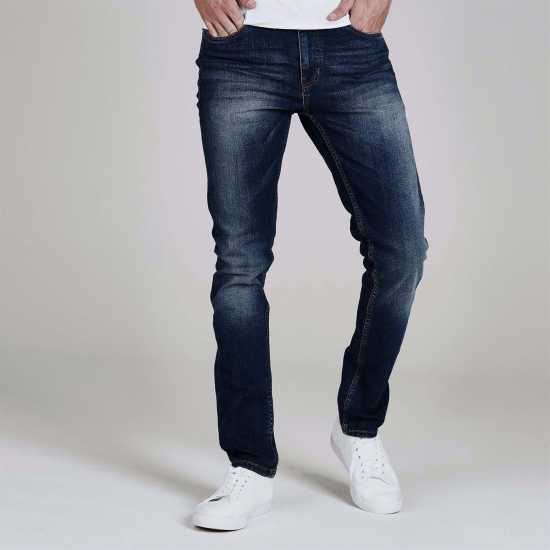 Firetrap Мъжки Скини Дънки Skinny Jeans Mens Тъмно перо Мъжки дънки