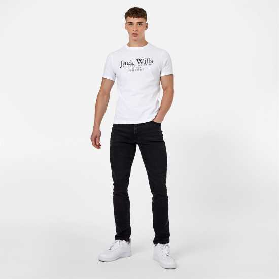 Вталени Дънки Jack Wills Skinny Jeans Износен черен Мъжки дънки