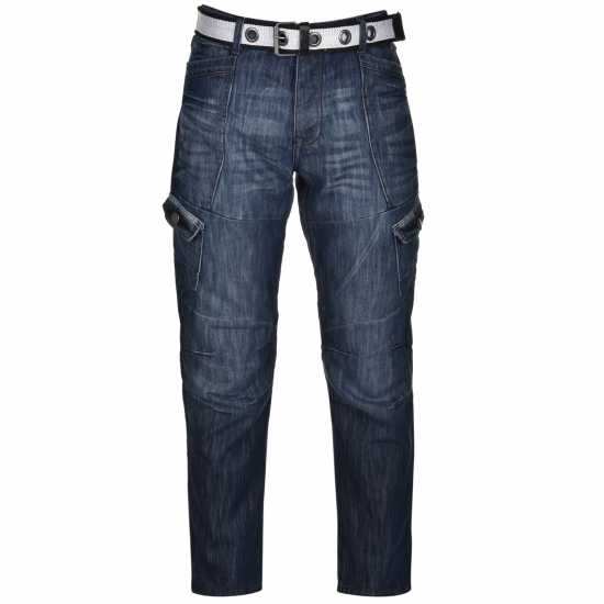 Airwalk Карго Джинси Мъжки Belted Cargo Jeans Mens Mid Wash Мъжки дънки