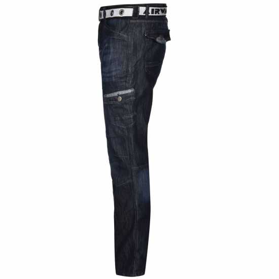 Airwalk Карго Джинси Мъжки Belted Cargo Jeans Mens Dark Wash Мъжки дънки