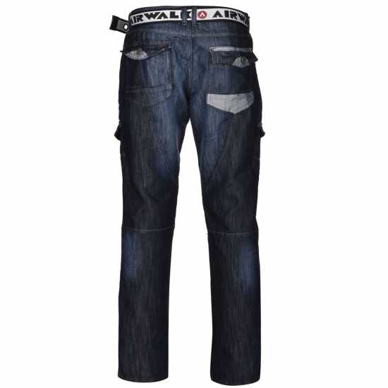 Airwalk Карго Джинси Мъжки Belted Cargo Jeans Mens Dark Wash Мъжки дънки