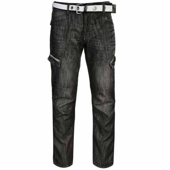 Airwalk Карго Джинси Мъжки Belted Cargo Jeans Mens Black II Мъжки дънки