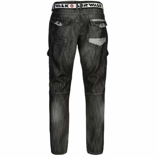 Airwalk Карго Джинси Мъжки Belted Cargo Jeans Mens Черно II Мъжки дънки