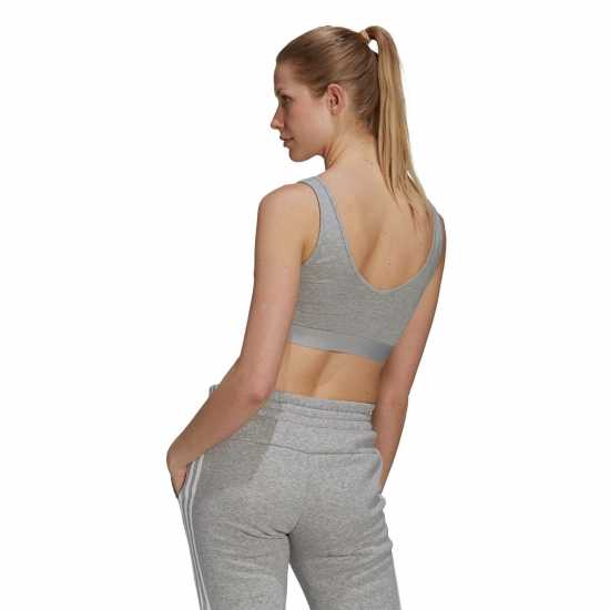 Adidas 3-Stripes Crop Top With Removable Pads Сив марл Дамски тениски и фланелки
