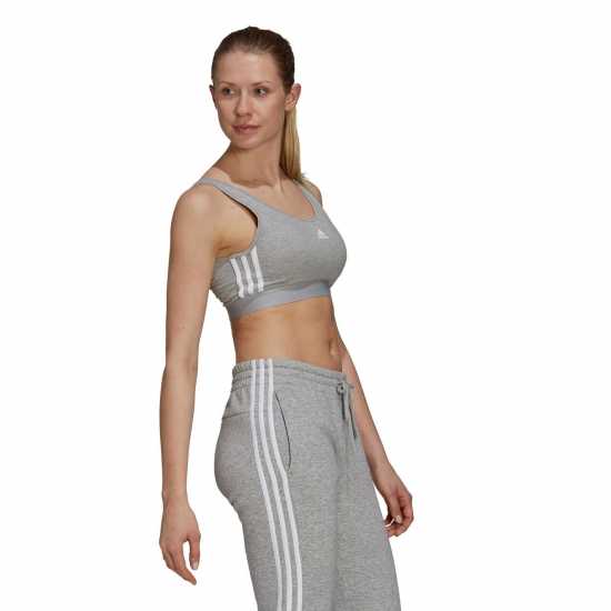 Adidas 3-Stripes Crop Top With Removable Pads Сив марл Дамски тениски и фланелки