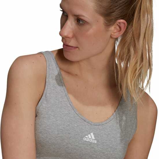 Adidas 3-Stripes Crop Top With Removable Pads Grey Marl Дамски тениски и фланелки