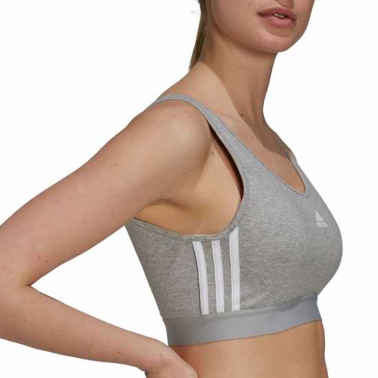 Adidas 3-Stripes Crop Top With Removable Pads Сив марл Дамски тениски и фланелки