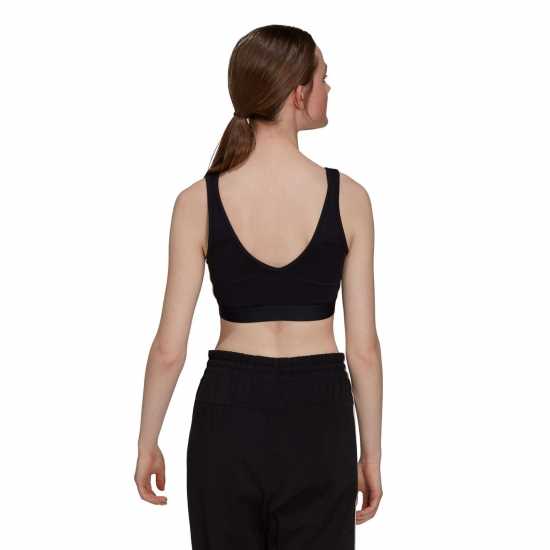 Adidas 3-Stripes Crop Top With Removable Pads Черно/Бяло Дамски тениски и фланелки