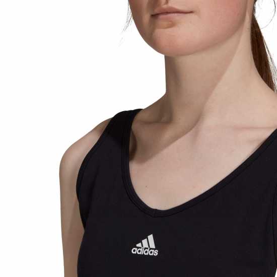 Adidas 3-Stripes Crop Top With Removable Pads Черно/Бяло Дамски тениски и фланелки
