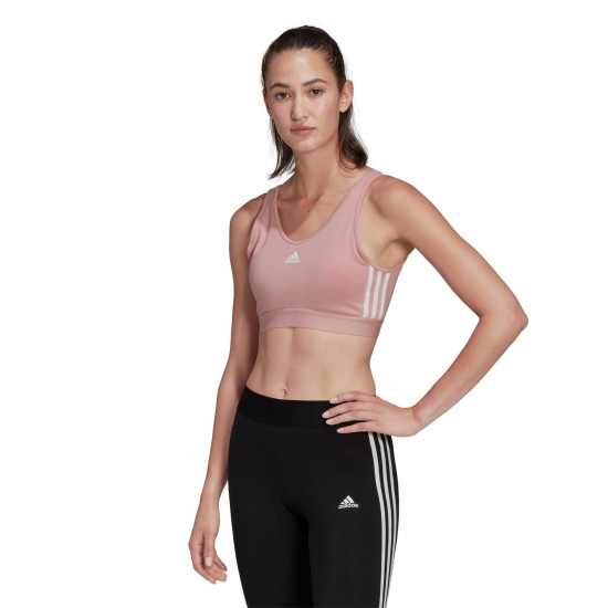 Adidas 3-Stripes Crop Top With Removable Pads Light Pink Дамско бельо