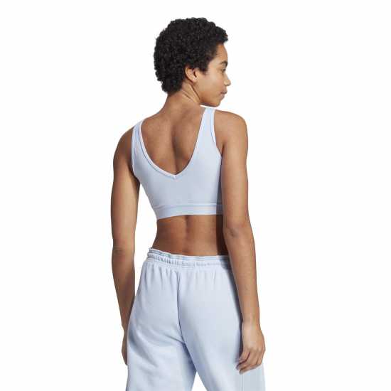 Adidas 3-Stripes Crop Top With Removable Pads Blue Dawn - Дамско бельо