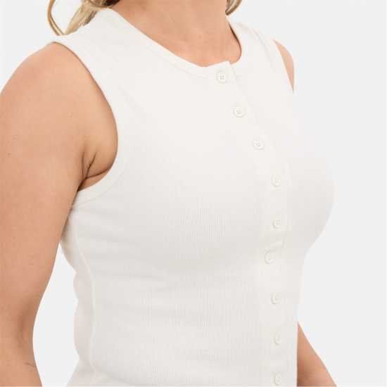 Ribbed Button Front Long Sleeved Top  Дамски тениски и фланелки