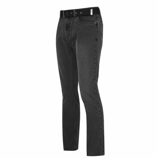 Pierre Cardin Мъжки Джинси С Колан Belted Jeans Mens Grey Wash Мъжки дънки