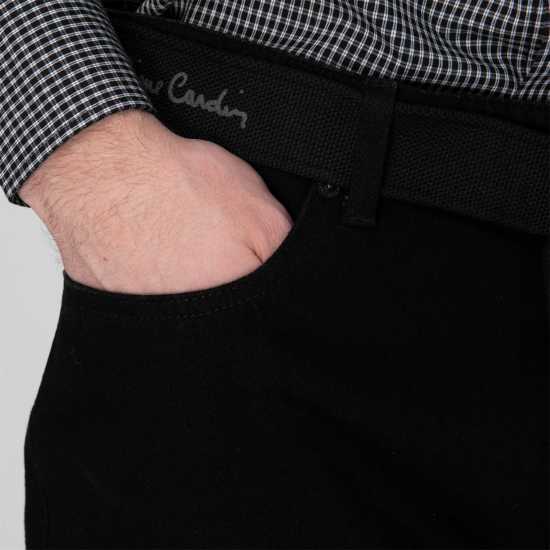 Pierre Cardin Мъжки Джинси С Колан Belted Jeans Mens Solid Black Мъжки дънки