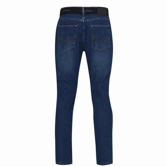 Pierre Cardin Мъжки Джинси С Колан Belted Jeans Mens Mid Blue Мъжки дънки
