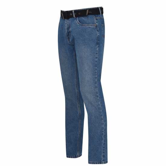 Pierre Cardin Мъжки Джинси С Колан Belted Jeans Mens Light Blue Wash Мъжки дънки