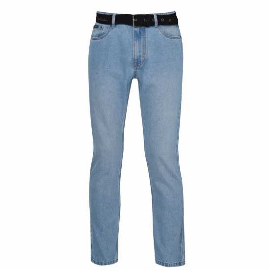 Pierre Cardin Мъжки Джинси С Колан Belted Jeans Mens Bleach Wash Мъжки дънки