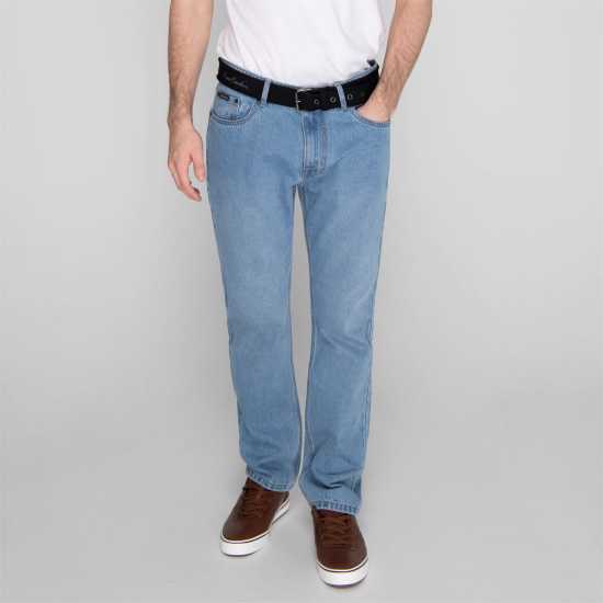 Pierre Cardin Мъжки Джинси С Колан Belted Jeans Mens Bleach Wash Мъжки дънки