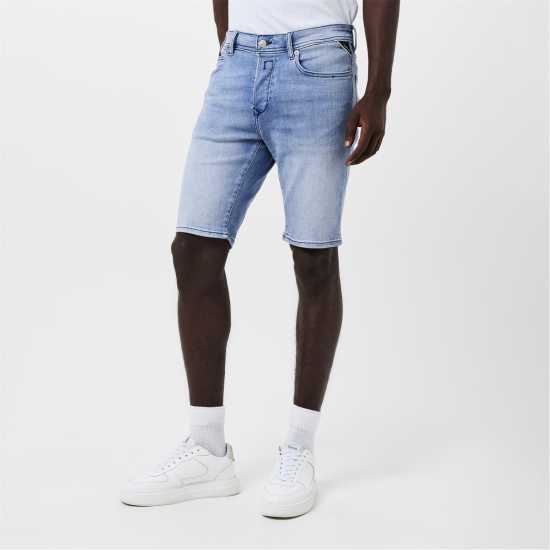 Replay Дънкови Къси Панталони Men's Stretch Denim Shorts Светло синьо 