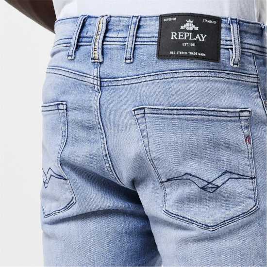 Replay Дънкови Къси Панталони Men's Stretch Denim Shorts Светло синьо 