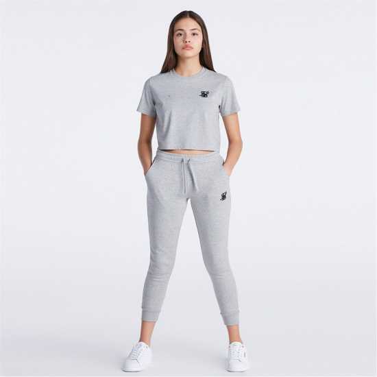 Siksilk Cropped T-Shirt Juniors Сив марл Детски тениски и фланелки