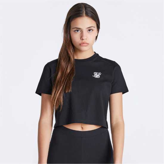 Siksilk Cropped T-Shirt Juniors Черно Детски тениски и фланелки