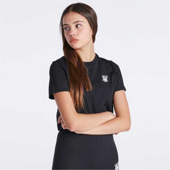 Siksilk Cropped T-Shirt Juniors Черно Детски тениски и фланелки