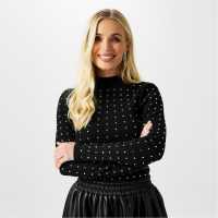 Biba Горнище С Дълъг Ръкав Ribbed Long Sleeve Top Черно Дамски тениски и фланелки