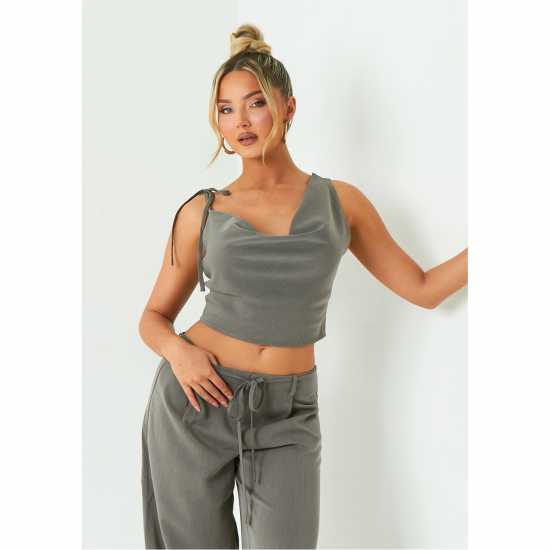 Дамски тениски и фланелки Missy Empire Asymmetric Cowl Neck Top Womens Сиво Missy Empire Asymmetric Cowl Neck Top Womens Сиво Дамски тениски и фланелки