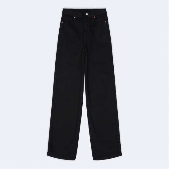 Dr Denim Moxy Straight - High Stretch Jeans Твърд черен Dr Denim Moxy Straight - High Stretch Jeans Твърд черен