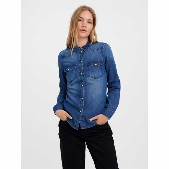 Vero Moda Дънкова Риза Women's Maria Long-Sleeve Denim Shirt Vero Moda Дънкова Риза Women's Maria Long-Sleeve Denim Shirt