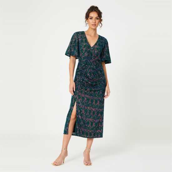 Дамски поли и рокли Средна Рокля Be You Sequin V Neck Midi Dress Средна Рокля Be You Sequin V Neck Midi Dress Дамски поли и рокли