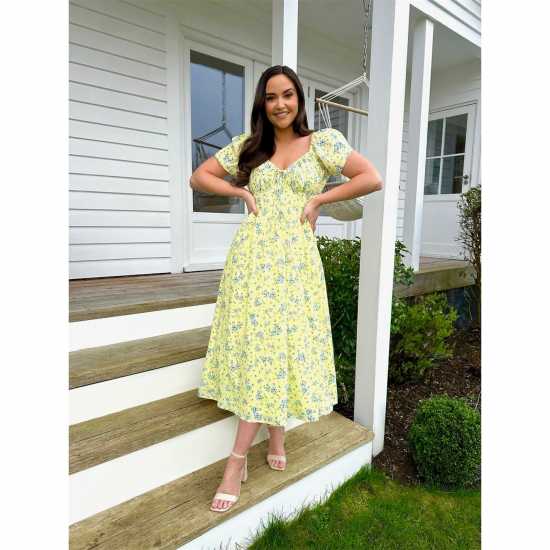 Средна Рокля In The Style In The Style Printed Bardot Midi Dress  Дамски поли и рокли