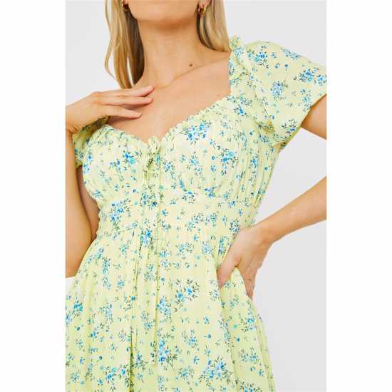 Средна Рокля In The Style In The Style Printed Bardot Midi Dress  Дамски поли и рокли