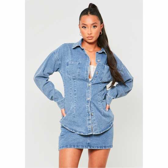 Дънкова Риза Missy Empire Seam Detail Denim Shirt  