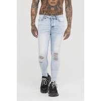 Вталени Дънки Good For Nothing Skinny Jeans Acid Blue  Мъжки дънки