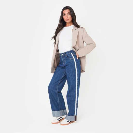 Дамски дънки I Saw It First Side Stripe Turn Up Jean I Saw It First Side Stripe Turn Up Jean Дамски дънки