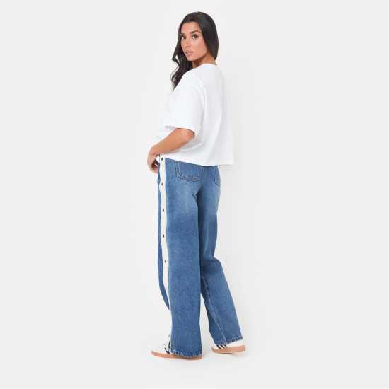 Popper Side Stripe Wide Leg Jean Popper Side Stripe Wide Leg Jean