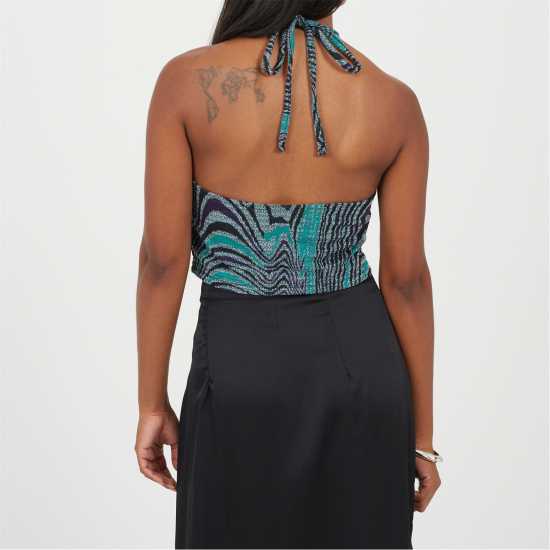 Brave Soul Womens Halter Neck Jacquard Top  