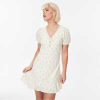Cut Out Mini Dress White Print Дамски поли и рокли